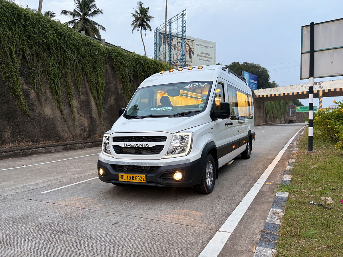 JRV traveller vehicle on a Kerala road