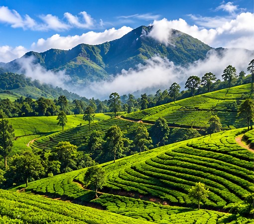 Munnar tea plantations and green mountains